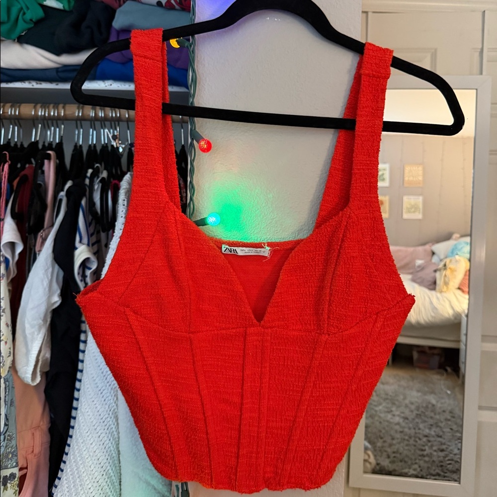 red orange corset